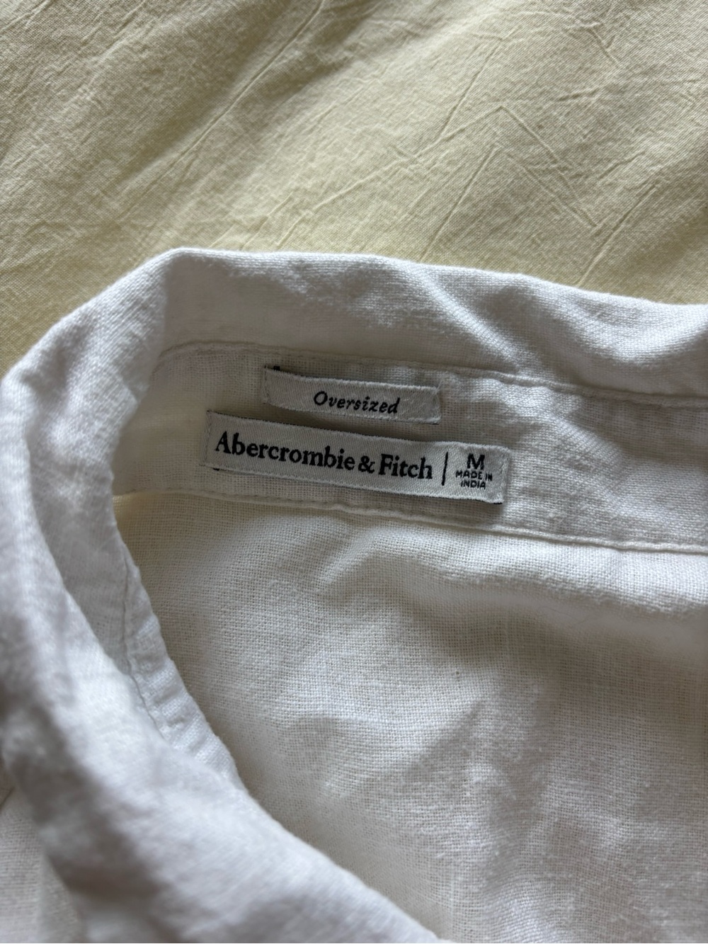 Abercrombie & Fitch oversized white linen-blend button up shirt